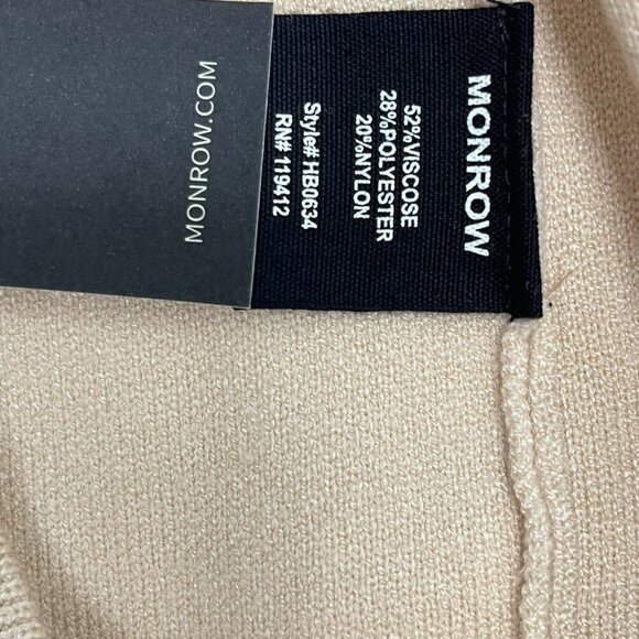 Monrow Womens Beige Knit Jogger Pants Ribbed Cuffs & Drawstring Waist Sz Large - Picture 7 of 7